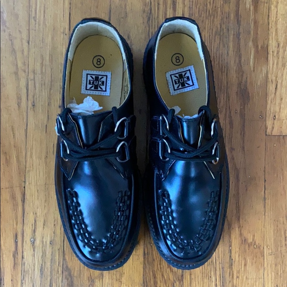 T.U.K black leather creepers